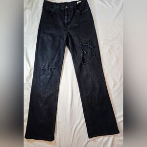 NYDJ Not Your Daughters Jeans Womens Black Distressed Straight Leg Jeans Size 10